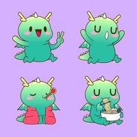 cute dragon drawing cartoon, dragon sticker vector