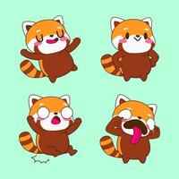 linda caricatura de dibujo de panda rojo, pegatina de panda rojo vector
