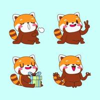 cute red panda drawing cartoon, red panda sticker vector