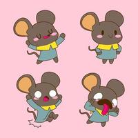 cute little mouse drawing cartoon, mouse sticker vector