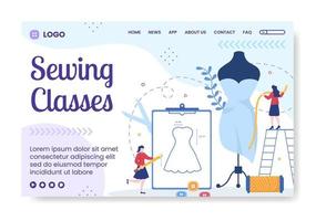 Sewing or Tailor Classes Landing Page Template Flat Illustration Editable of Square Background Suitable for Social media, Greeting Card and Web Internet vector