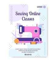 Sewing or Tailor Classes Poster Template Flat Illustration Editable of Square Background Suitable for Social media, Greeting Card and Web Internet vector