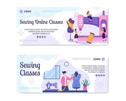 Sewing or Tailor Classes Banner Template Flat Illustration Editable of Square Background Suitable for Social media, Greeting Card and Web Internet vector