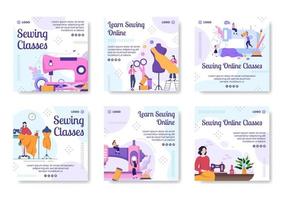 Sewing or Tailor Classes Post Template Flat Illustration Editable of Square Background Suitable for Social media, Greeting Card and Web Internet vector