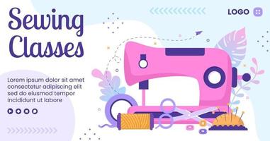 Sewing or Tailor Classes Post Template Flat Illustration Editable of Square Background Suitable for Social media, Greeting Card and Web Internet vector