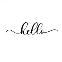 Hello hand lettering inscription with curls. vector