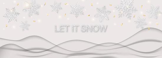 Christmas background with shining snowflakel. Let it snow card illustration. vector