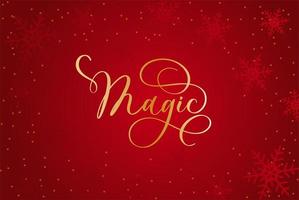 Christmas Magic background with shining snowflake. Merry Christmas card illustration on red background. vector