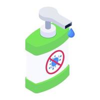 Liquid soap, isometric vector of soap dispenser