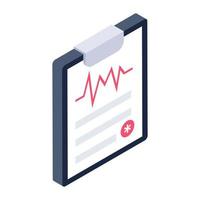 Healthcare report, medication record file isometric vector