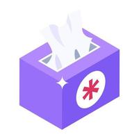 Hygiene accessory, isometric icon of tissue box vector