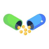 Icon of capsule, editable isometric vector