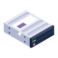 Isometric design of server rack icon vector