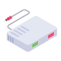Electronic modem cable icon, isometric design vector