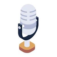 Voice recording microphone in isometric icon vector