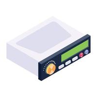 Dvd player icon, video cassette recorder isometric vector design.