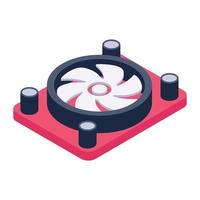 Computer fan icon design, processor fan in editable style vector