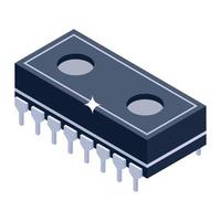 un icono de microcontrolador de un solo chip, estilo isométrico de circuito eléctrico vector