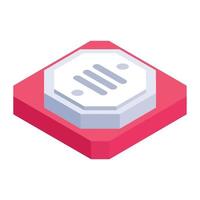 Push button icon in isometric design, vector style of switch button