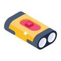 An icon of portable torchlight in trendy isometric style vector