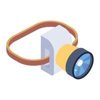 An icon of headtorch, isometric vector