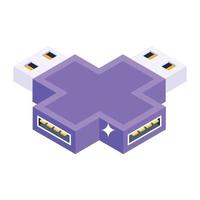 Power supply via extension ports isometric icon vector