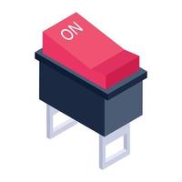 Electric button icon in isometric design, vector style of switch button