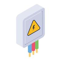 Electrical hazard icon in editable isometric style vector