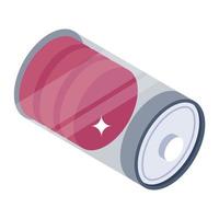 Electronic component icon in isometric style, capacitor vector