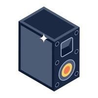 Isometric icon of audio speaker, woofer vector