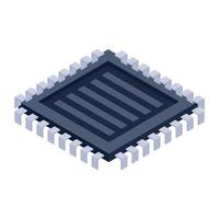 A single chip microcontroller icon, isometric style of electric circuit vector