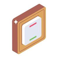 Electric button icon in isometric design, vector style of switch button