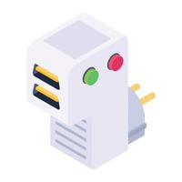 Power plug icon in isometric design, plug editable vector