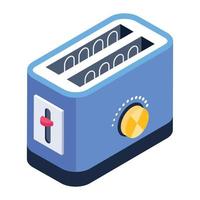 Isometric style of toaster, toast machine icon vector