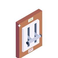 Electric buttons icon in isometric design, vector style of on off buttons