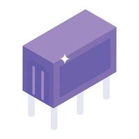 Electronic component icon in isometric style, led diode vector