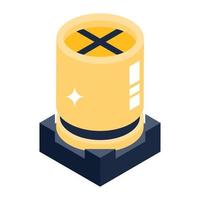 Rechargeable battery icon in isometric design, power battery trendy style vector