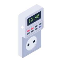 Power plug icon in isometric design, plug editable vector