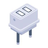 Electronic component icon in isometric style, led diode vector