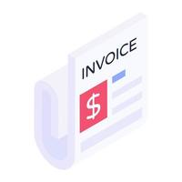 Invoice icon in isometric style, editable vector