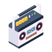 icono de reproductor de cassette en diseño isométrico, boombox para web y móvil vector