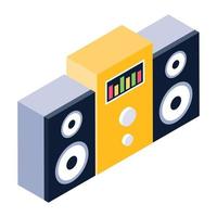 icono isométrico del sistema de sonido, vector editable