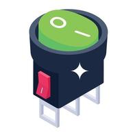 Push button icon in isometric design, vector style of switch button