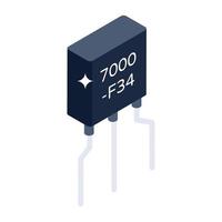 A single chip microcontroller icon, isometric style of integrated circuit vector