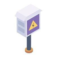 Electrical hazard icon in editable isometric style vector