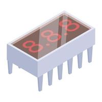 un icono de microcontrolador de un solo chip, estilo isométrico del circuito ic vector