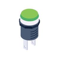 Power plug icon in isometric design, pin cord editable vector