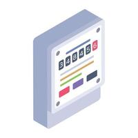 Electricity supply system, isometric design of electric meter icon vector