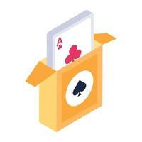 Icon of playing cards box in editable isometric design vector