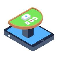 un icono de mesa de juego de cartas en diseño isométrico vector